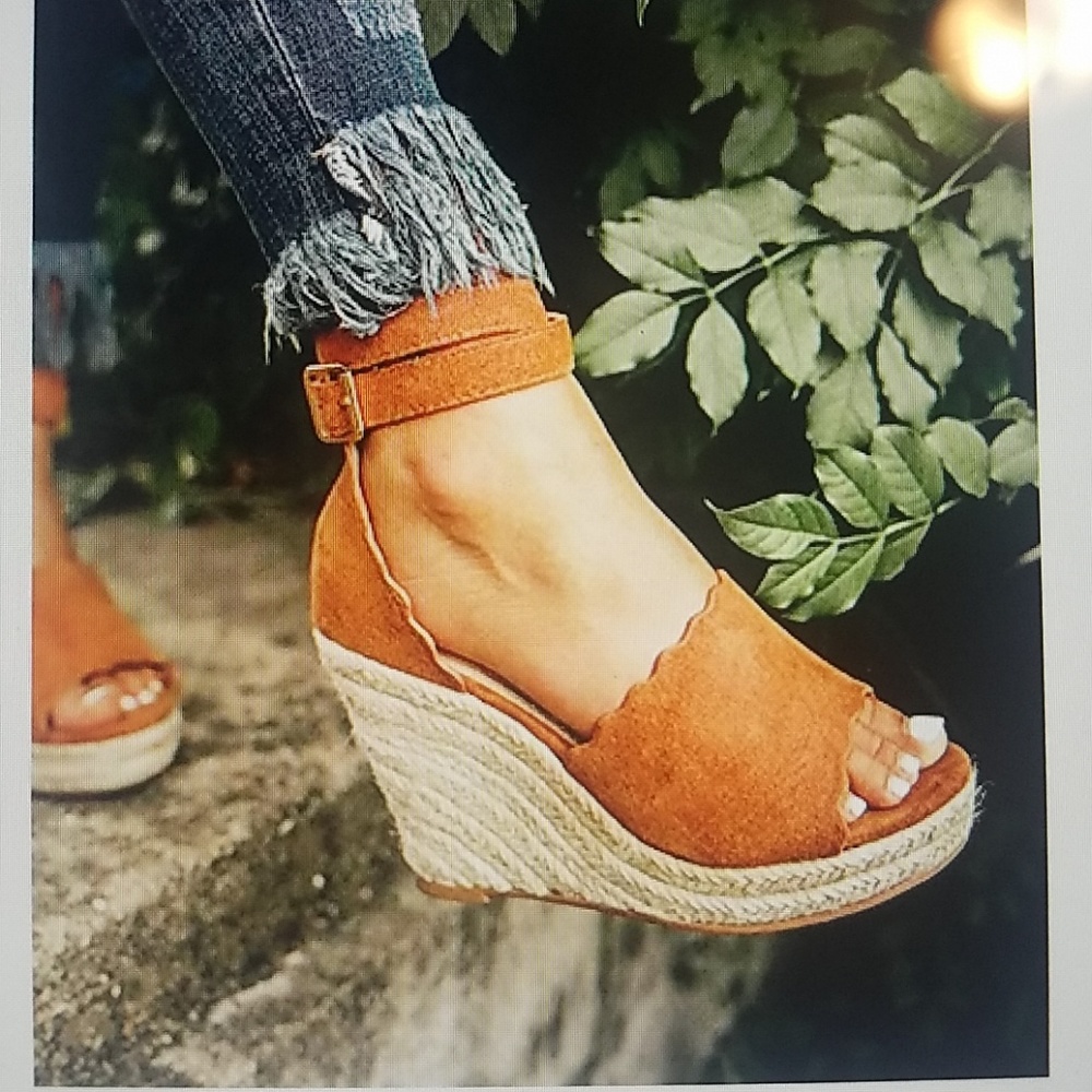 Scalloped Wedge Sandals Espadrille